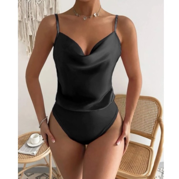 Luxe draped satin cami bodysuit - Picture 6 of 6